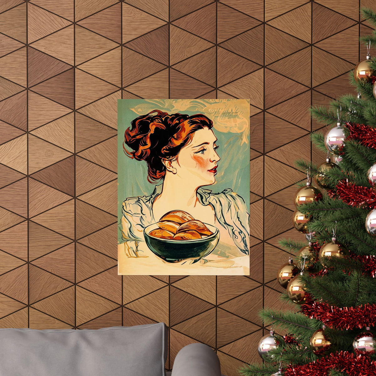 Copy of Modern Art Lady with Marigolds Matte Vertical Poster | Vintage Floral Portrait