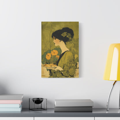 Art Nouveau Baker Canvas – Vintage Kitchen Wall Art, Baking & Bakery Decor, Floral Art Print