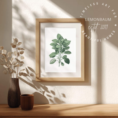 Wild Mint Sprig Wall Art | Kitchen Botanical Poster | Lemonbaum