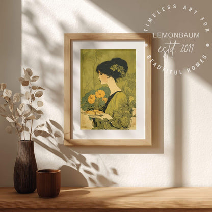 Art Nouveau Baker Poster – Vintage Kitchen Wall Art, Baking & Bakery Decor, Floral Art Print