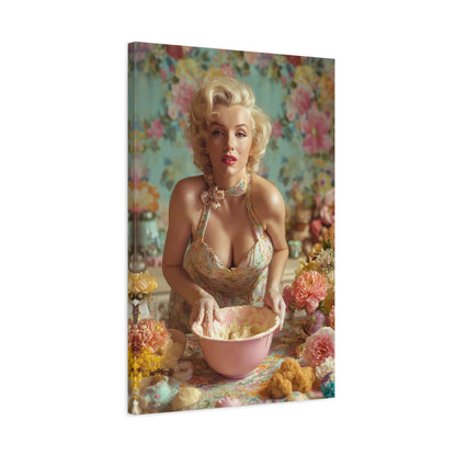 Flour & Roses Canvas | Romantic Vintage Kitchen & Baking Wall Art