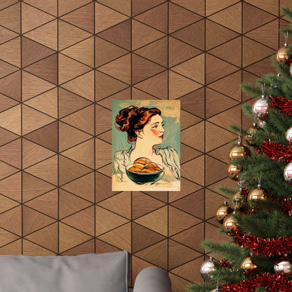 Copy of Modern Art Lady with Marigolds Matte Vertical Poster | Vintage Floral Portrait