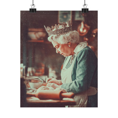 The Crowned Baker Poster | Whimsical Royal Kitchen Wall Art
