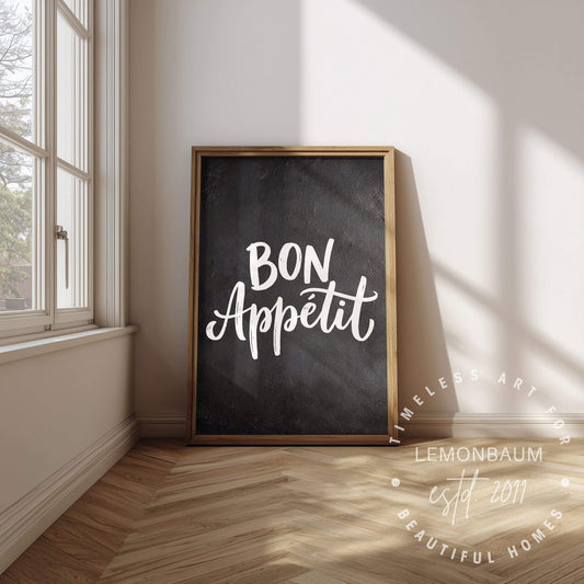 Bon Appétit Kitchen Poster – French Food Quote Wall Art - Poster