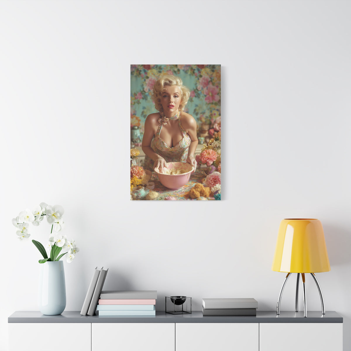Flour & Roses Canvas | Romantic Vintage Kitchen & Baking Wall Art