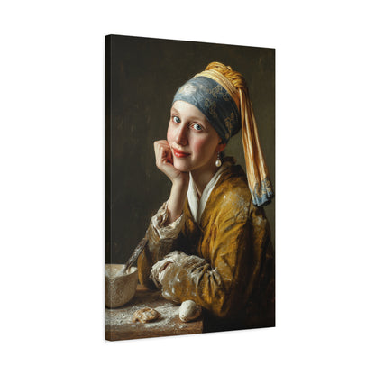 The Baker with a Pearl Earring | Canvas Funny Classic Kitchen Wall Art