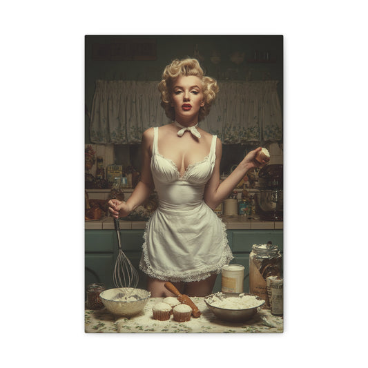 Cupcake Hour Canvas | 1950s Retro Kitchen Wall Art & Baking Print