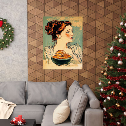 Copy of Modern Art Lady with Marigolds Matte Vertical Poster | Vintage Floral Portrait