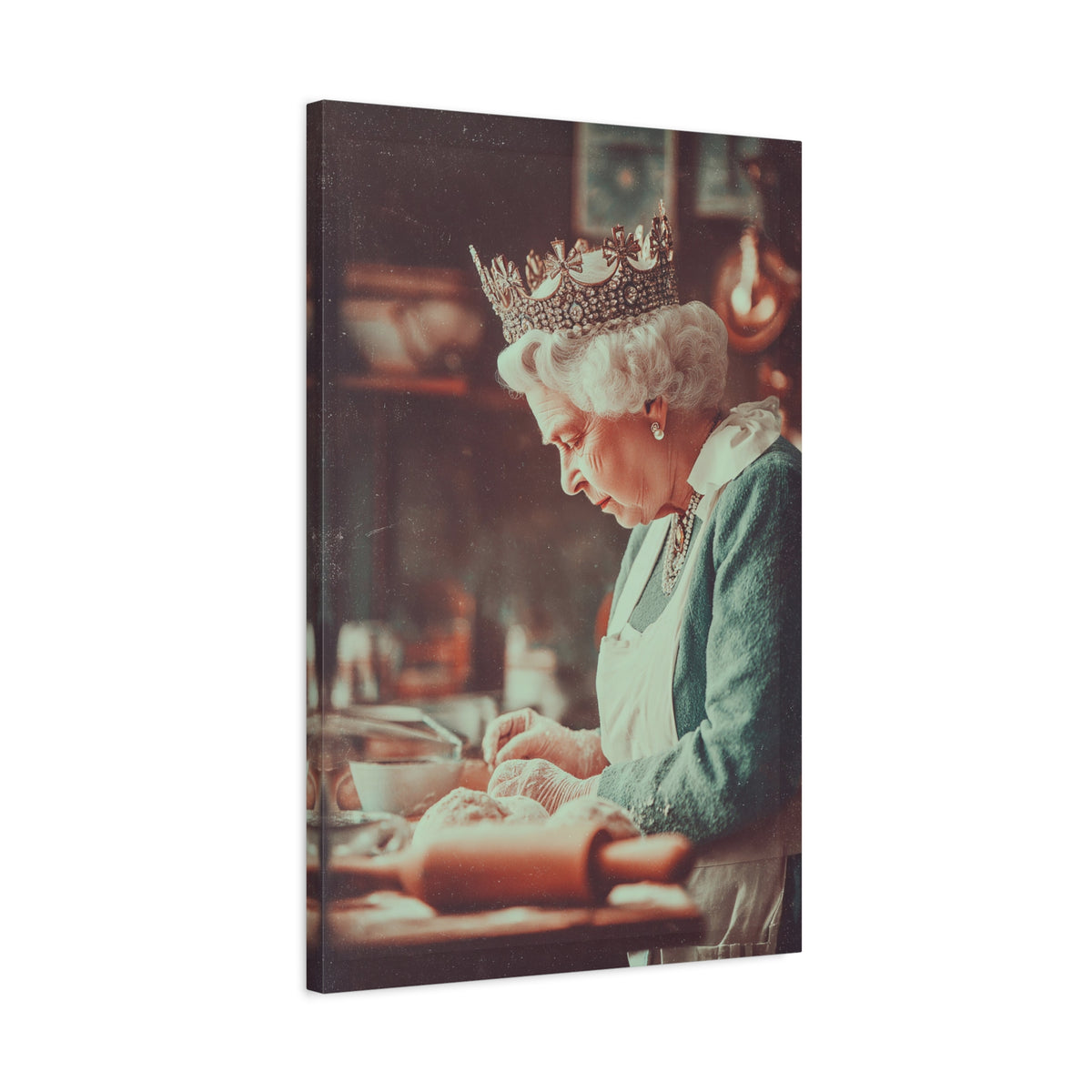 The Crowned Baker Canvas | Whimsical Royal Kitchen Wall Art