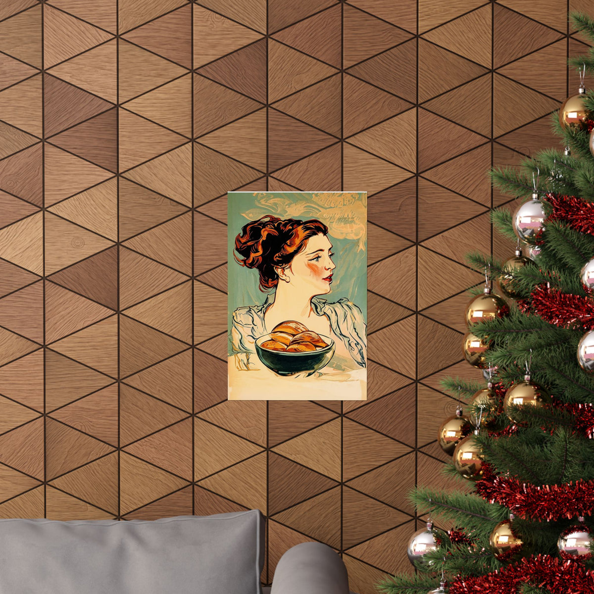 Copy of Modern Art Lady with Marigolds Matte Vertical Poster | Vintage Floral Portrait