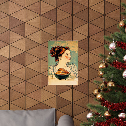 Copy of Modern Art Lady with Marigolds Matte Vertical Poster | Vintage Floral Portrait