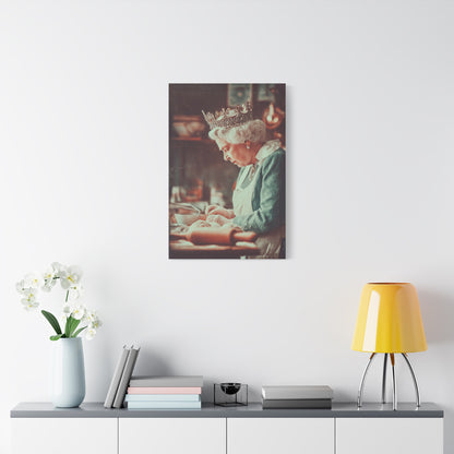 The Crowned Baker Canvas | Whimsical Royal Kitchen Wall Art