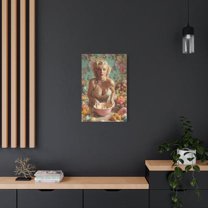 Flour & Roses Canvas | Romantic Vintage Kitchen & Baking Wall Art