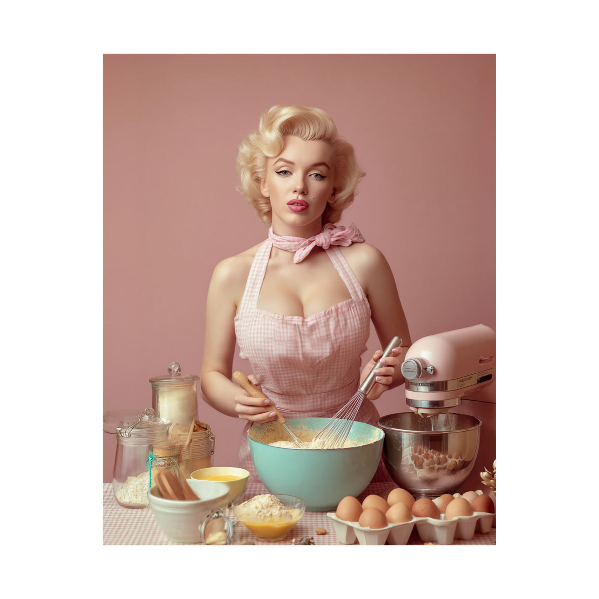 Pink Kitchen | Poster Retro 1950s Baking & Kitchen Wall Art