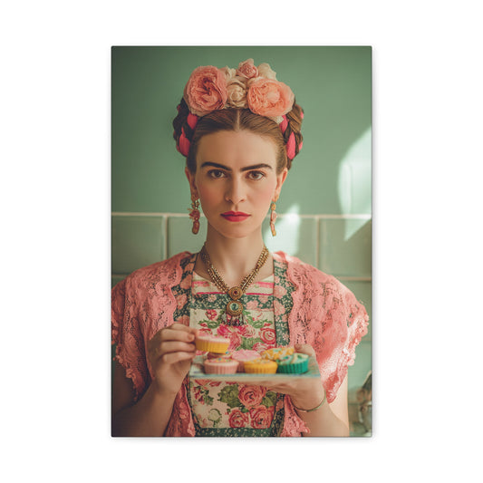 Frida’s Cupcakes | Canvas Colourful Floral Kitchen & Baking Wall Art