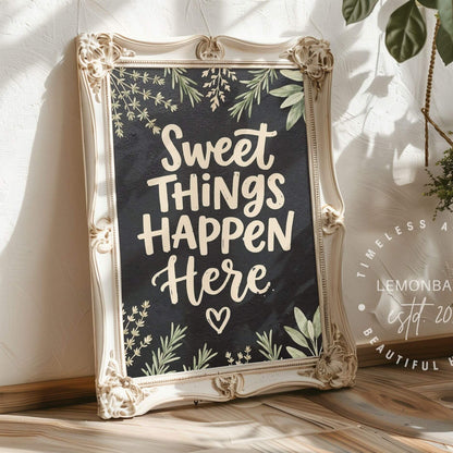 Sweet Things Happen Here – Baking Kitchen Poster