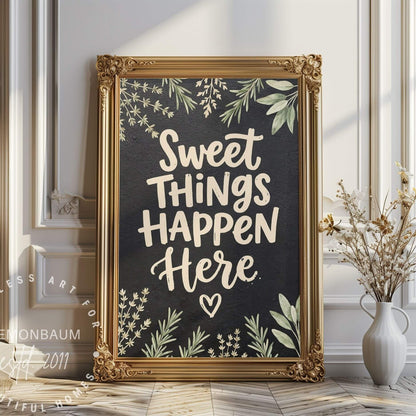 Sweet Things Happen Here – Baking Kitchen Poster