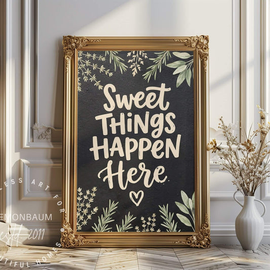 Sweet Things Happen Here – Baking Kitchen Poster