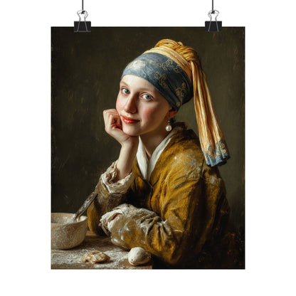 The Baker with a Pearl Earring | Poster Funny Classic Kitchen Wall Art