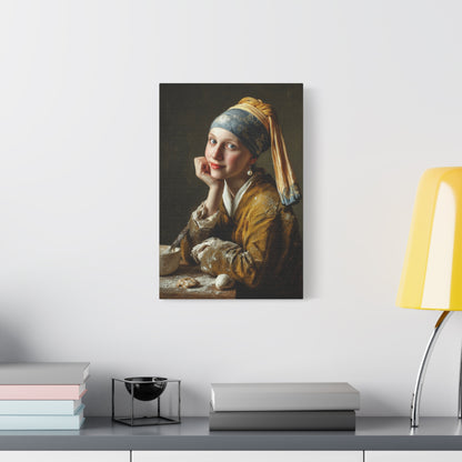 The Baker with a Pearl Earring | Canvas Funny Classic Kitchen Wall Art