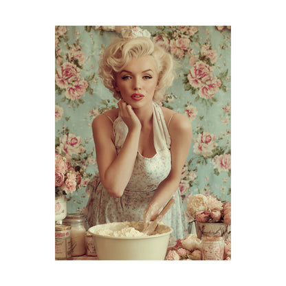 Flour & Roses Poster | Romantic Vintage Kitchen & Baking Wall Art