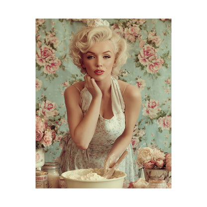 Flour & Roses Poster | Romantic Vintage Kitchen & Baking Wall Art
