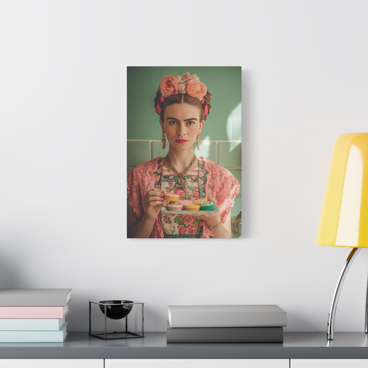 Frida’s Cupcakes | Canvas Colourful Floral Kitchen & Baking Wall Art