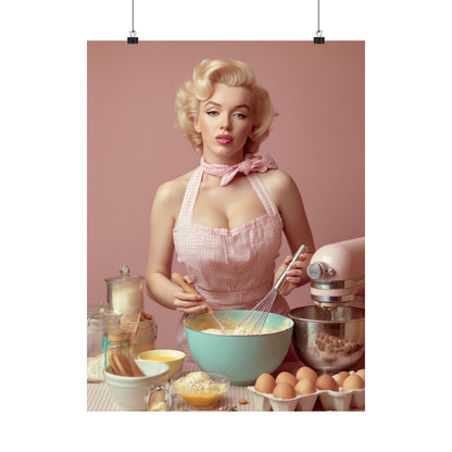 Pink Kitchen | Poster Retro 1950s Baking & Kitchen Wall Art