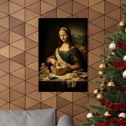Mona Lisa Bakes Poster | Funny Renaissance Kitchen & Baking Wall Art