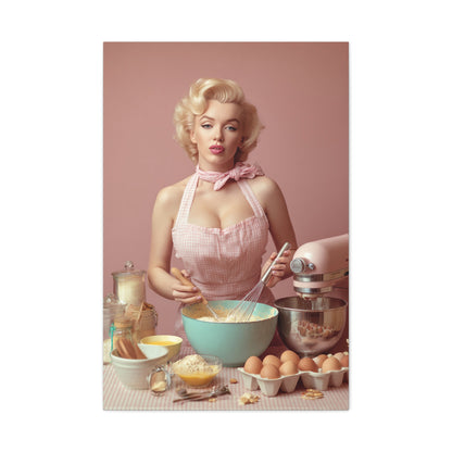 Pink Kitchen | Canvas Retro 1950s Baking & Kitchen Wall Art
