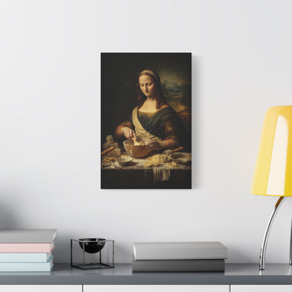 Mona Lisa Bakes Canvas | Funny Renaissance Kitchen & Baking Wall Art