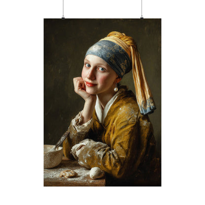 The Baker with a Pearl Earring | Poster Funny Classic Kitchen Wall Art