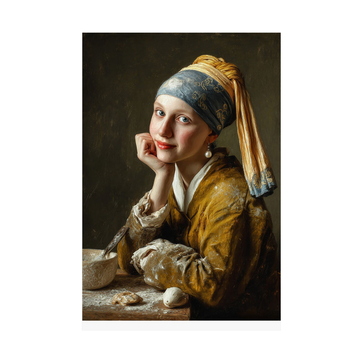 The Baker with a Pearl Earring | Poster Funny Classic Kitchen Wall Art