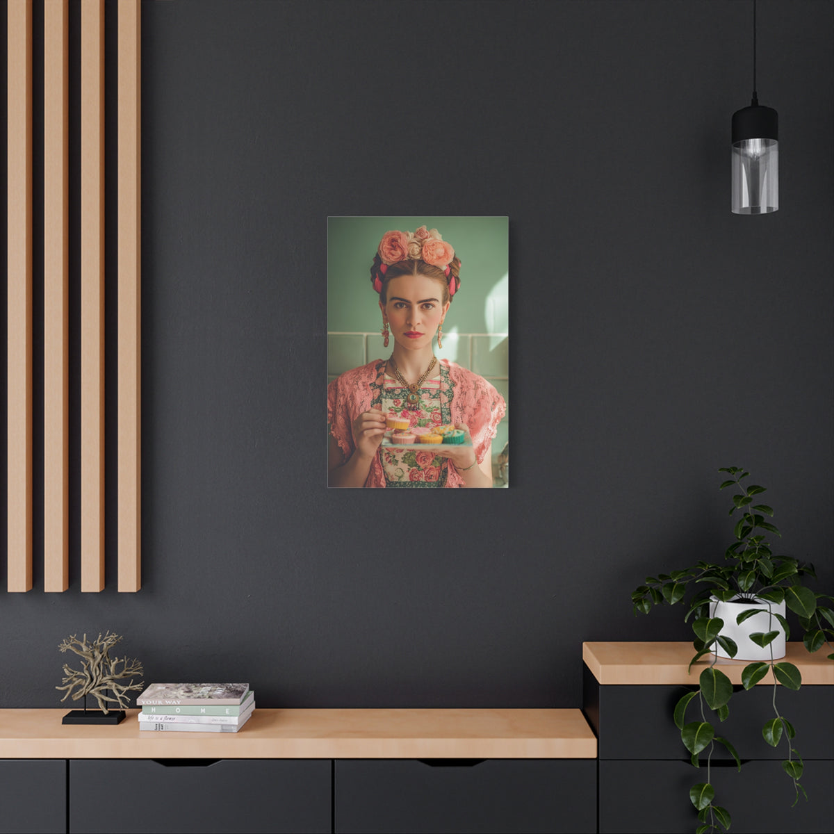 Frida’s Cupcakes | Canvas Colourful Floral Kitchen & Baking Wall Art