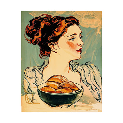 Copy of Modern Art Lady with Marigolds Matte Vertical Poster | Vintage Floral Portrait