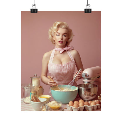 Pink Kitchen | Poster Retro 1950s Baking & Kitchen Wall Art