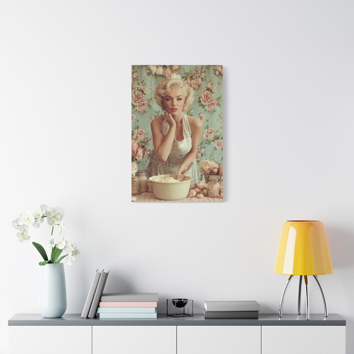 Flour & Roses Canvas | Romantic Vintage Kitchen & Baking Wall Art