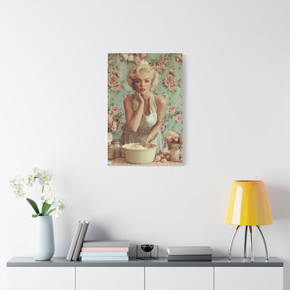 Flour & Roses Canvas | Romantic Vintage Kitchen & Baking Wall Art