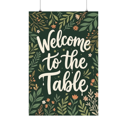 Welcome to the Table Poster – Botanical Dining Room Wall Art Quote