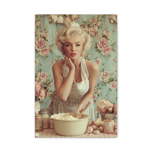 Flour & Roses Canvas | Romantic Vintage Kitchen & Baking Wall Art