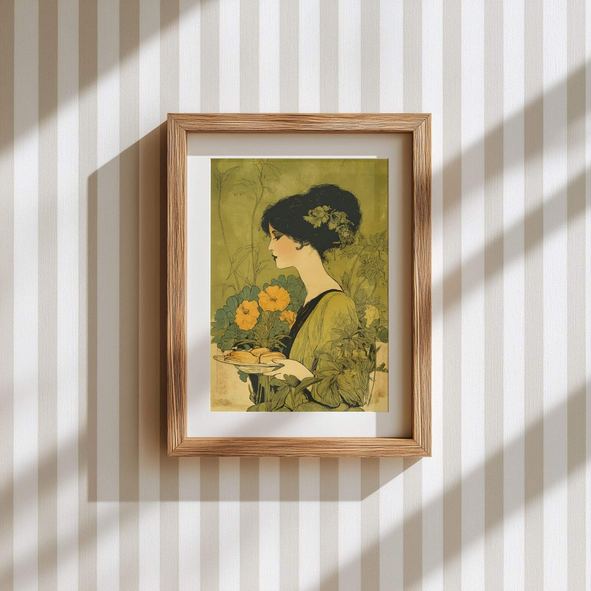 Art Nouveau Baker Poster – Vintage Kitchen Wall Art, Baking & Bakery Decor, Floral Art Print
