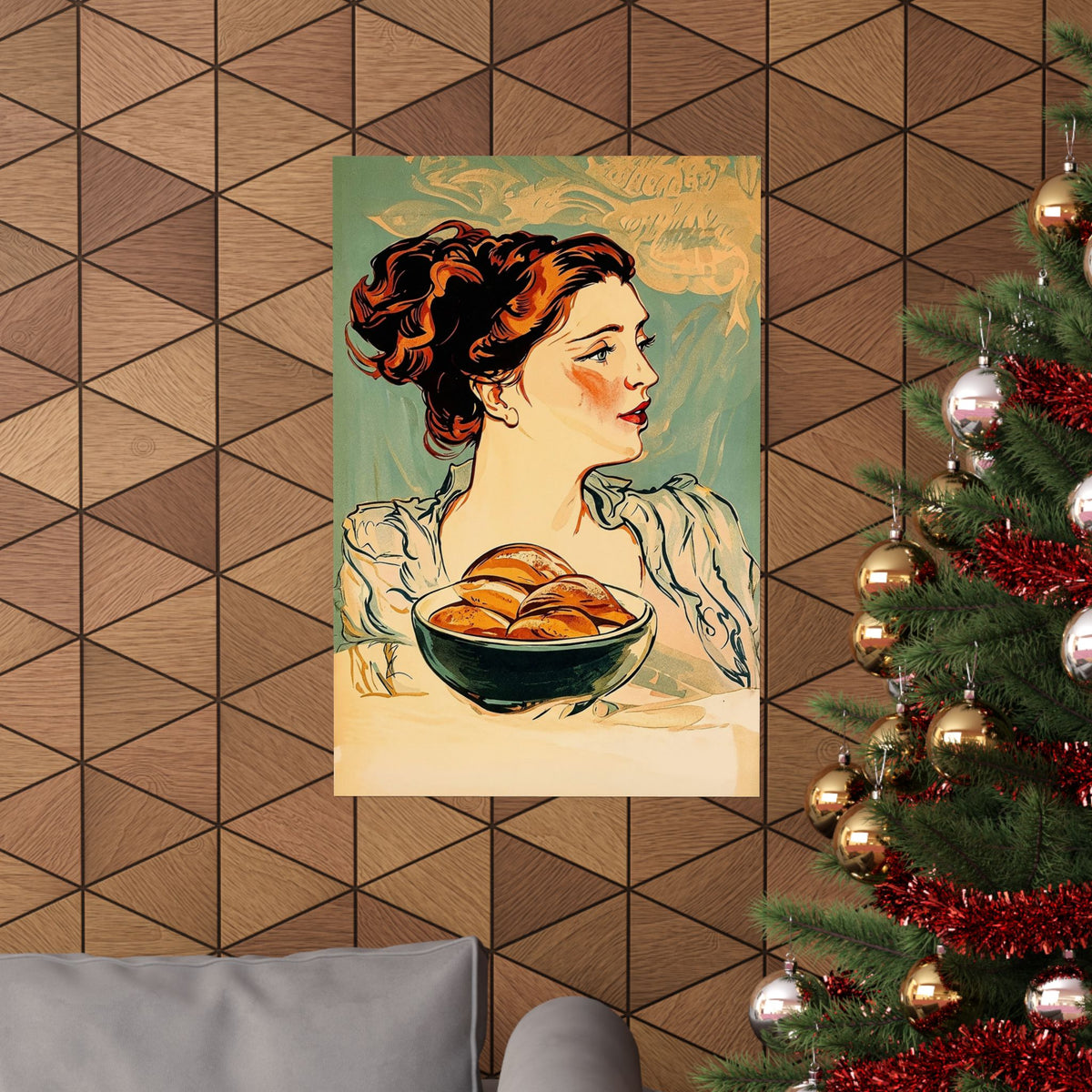 Copy of Modern Art Lady with Marigolds Matte Vertical Poster | Vintage Floral Portrait