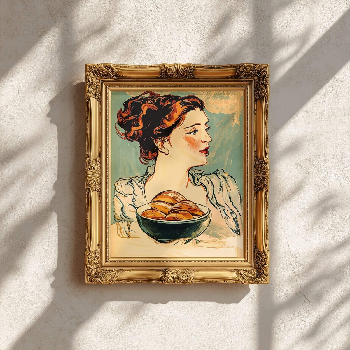 The Bread Lady Poster – Vintage Art Nouveau Baking Wall Art