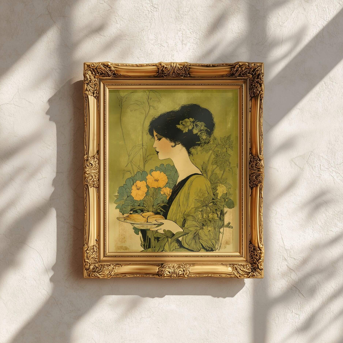 Art Nouveau Baker Poster – Vintage Kitchen Wall Art, Baking & Bakery Decor, Floral Art Print