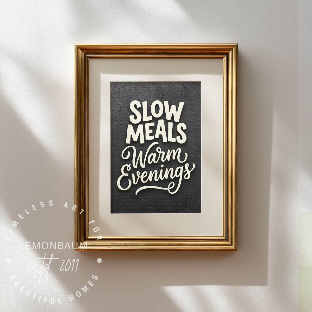 Slow Meals Warm Evenings – Cozy Kitchen Quote Poster