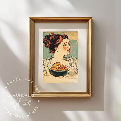 The Bread Lady Poster – Vintage Art Nouveau Baking Wall Art