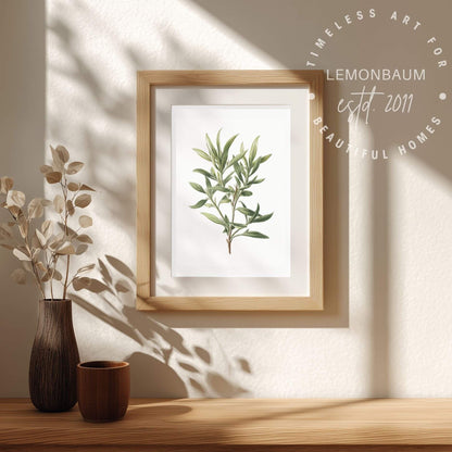 Blue Sage Sprig Wall Art | Kitchen Botanical Poster | Lemonbaum