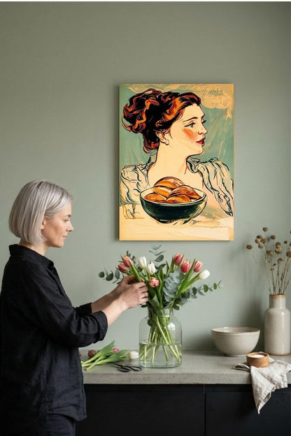 The Bread Lady Poster – Vintage Art Nouveau Baking Wall Art