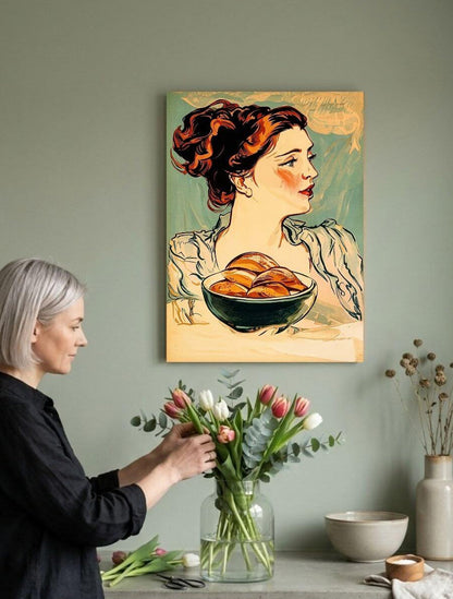 The Bread Lady Canvas | Vintage Baking & Kitchen Wall Art