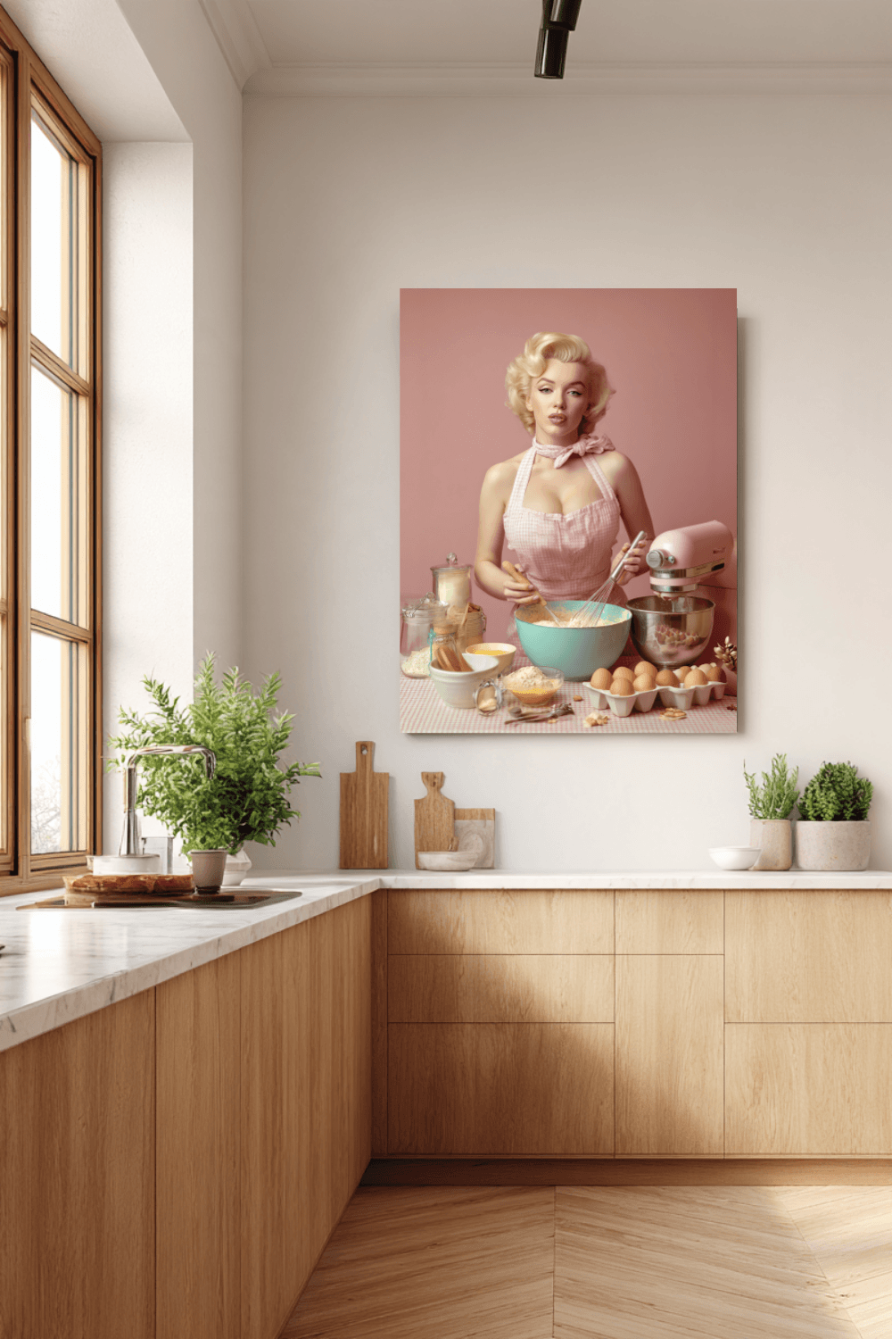 Pink Kitchen | Canvas Retro 1950s Baking & Kitchen Wall Art